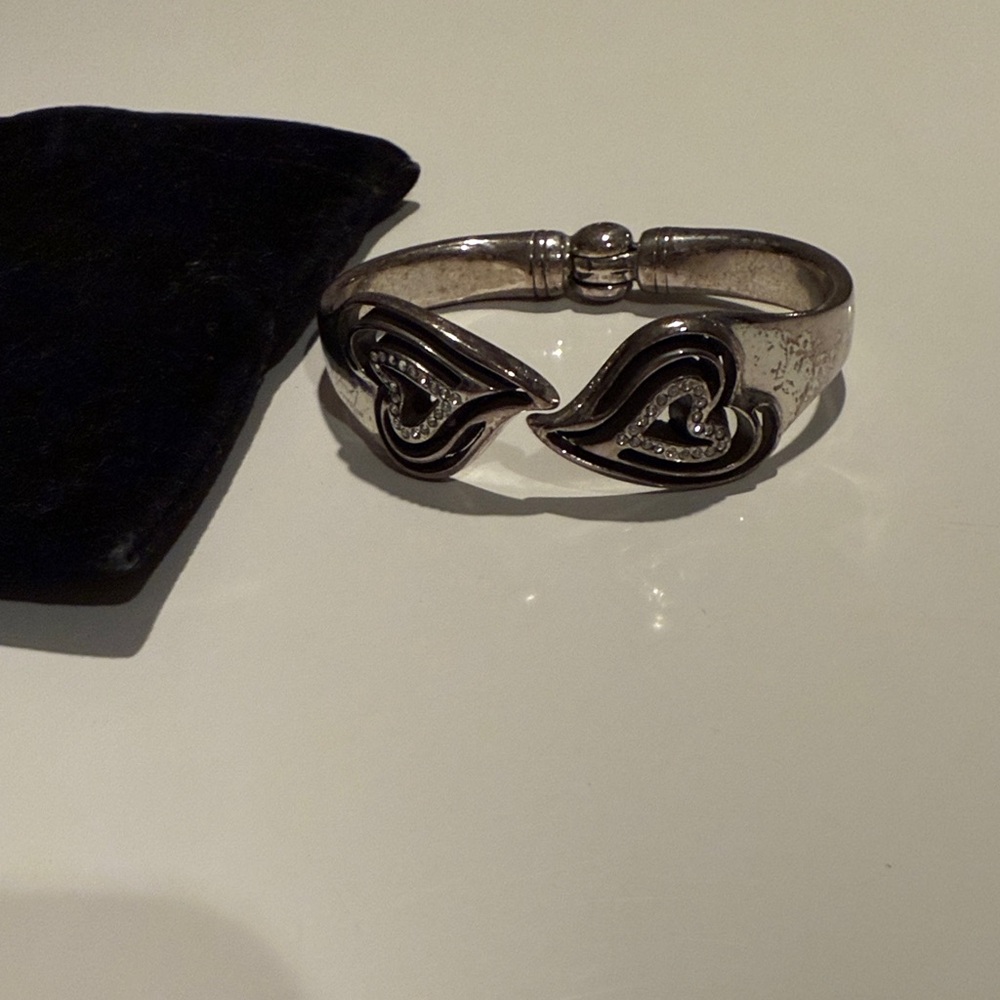 Brighton Elegant Silver and Black Heart Bracelet